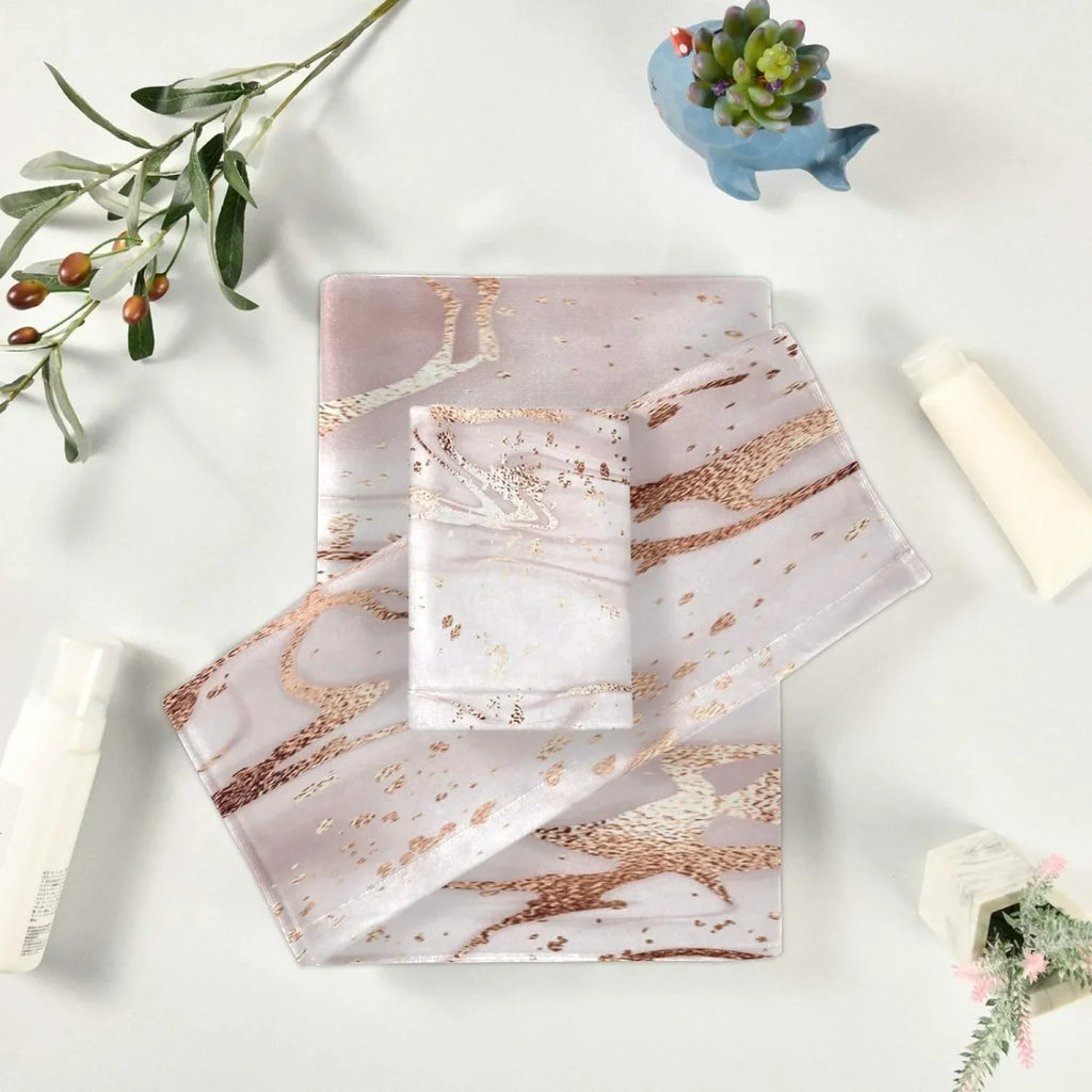 GZHJMY Rose Gold Abstract Marble Bath Towels Absorbent Bath Towels Sizeet Sizeoft & Cozy Towel Sizeet for Home Hotel Decor, 3 Piece
