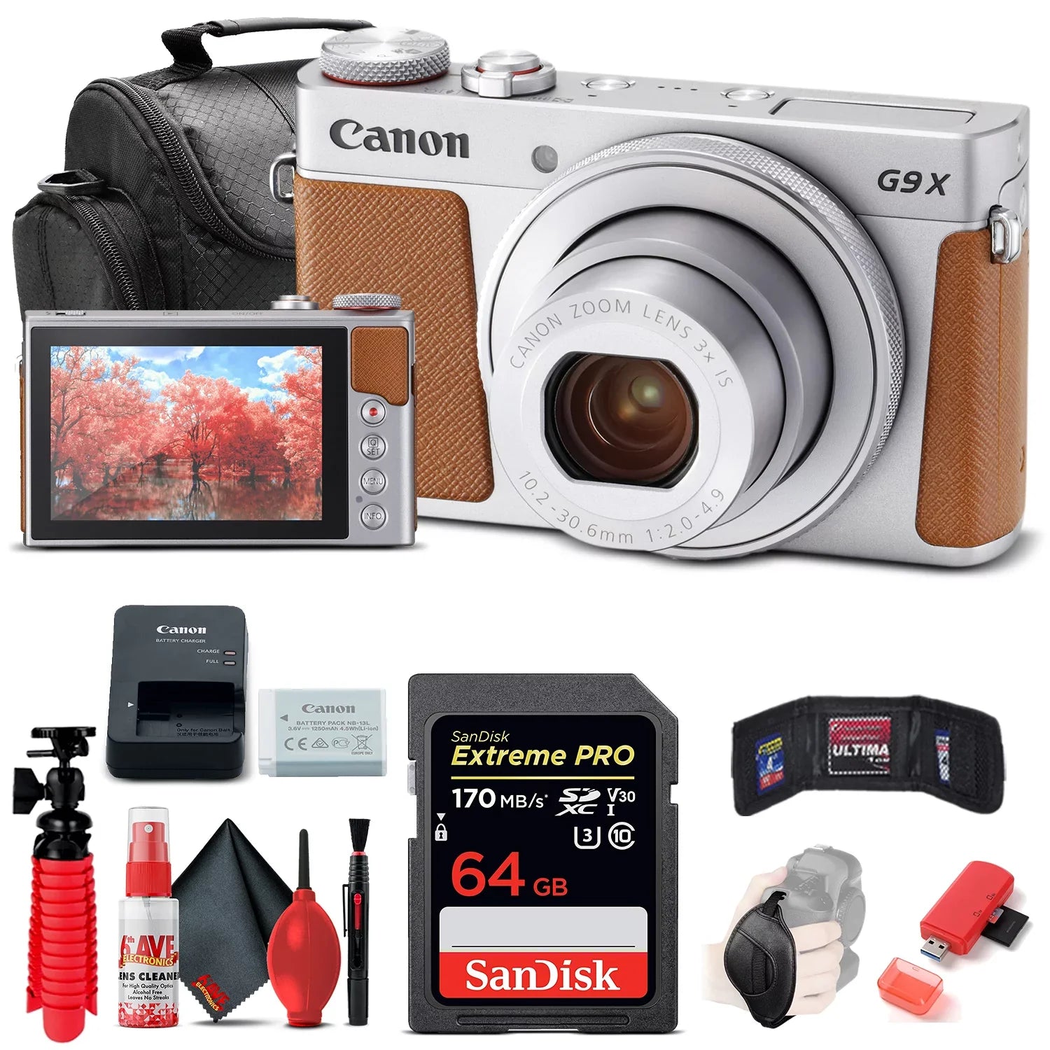 Canon PowerSizehot G9 X Mark II Digital Camera (1718C001) + 64GB Card + More