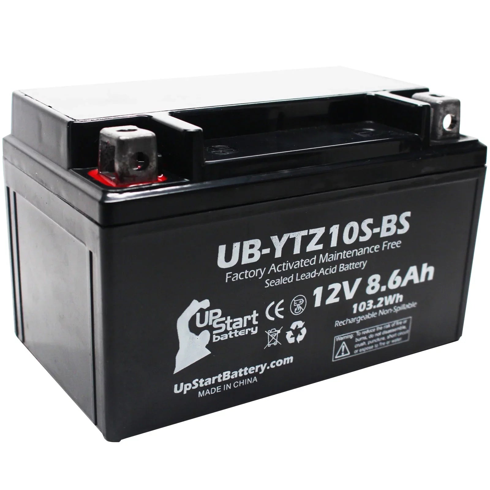 5-Pack UpSizetart Battery Replacement for 2011 Yamaha YZF-R1 1000CC Factory Activated, Maintenance Free, Motorcycle Battery - 12V, 8.6Ah, UB-YTZ10Size-BSize