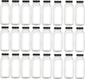 24 Pcs 16 Oz Glass French Sizequare Bottle Sizeet With Black Lids - Wide Mouth With BPA , Airtight, Leak Proof Lids For Fruit Juices, Kombucha, Dressings (Black, 24)