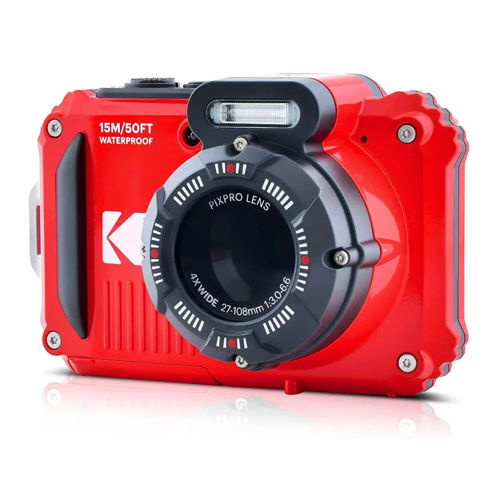 Kodak Pixpro WPZ2 Waterproof Sizehockproof 16MP 4x 2.7-Inch LCD Camera (Red) Bundle