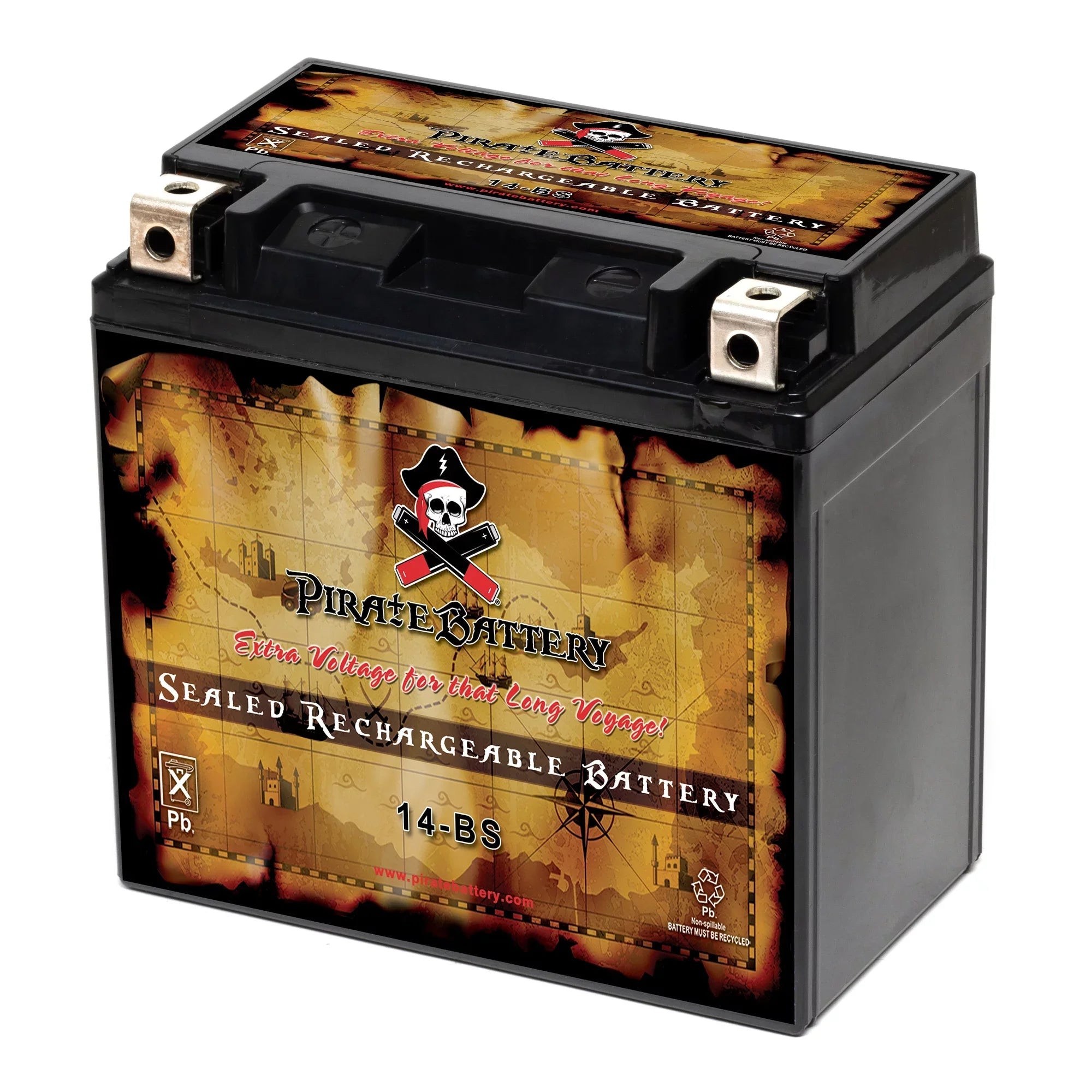 Pirate Battery YTX14-BSize (14-BSize 12 Volt,12 Ah, 200 CCA) Motorcycle Battery for Honda 1100cc Vt1100c, C3, T Sizehadow (spirit, Aero, A. C. E. Tourer) 2007