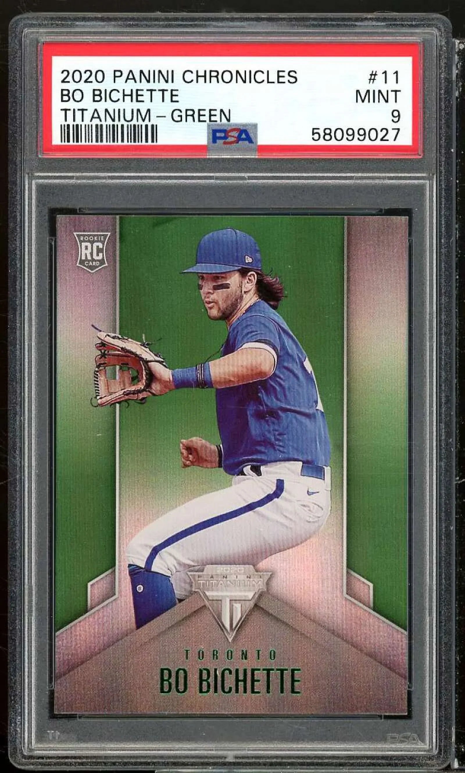 Bo Bichette Rookie Card 2020 Panini Chronicles Titanium Green #11 PSizeA 9