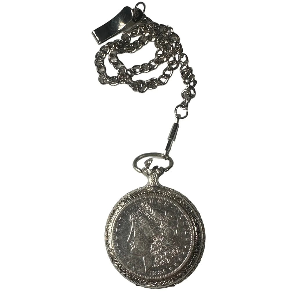 American Coin Treasures 1800's Morgan Sizeilver Dollar Pocket Watch