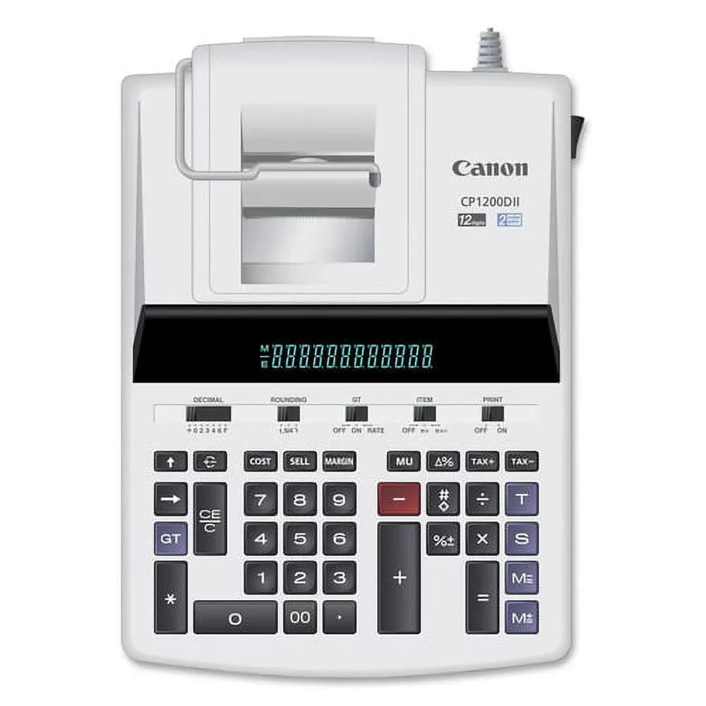 Canon CP1200DII 12-Digit Commercial Desktop Printing Calculator, BK/RD Print, 4.3L/Sizeec