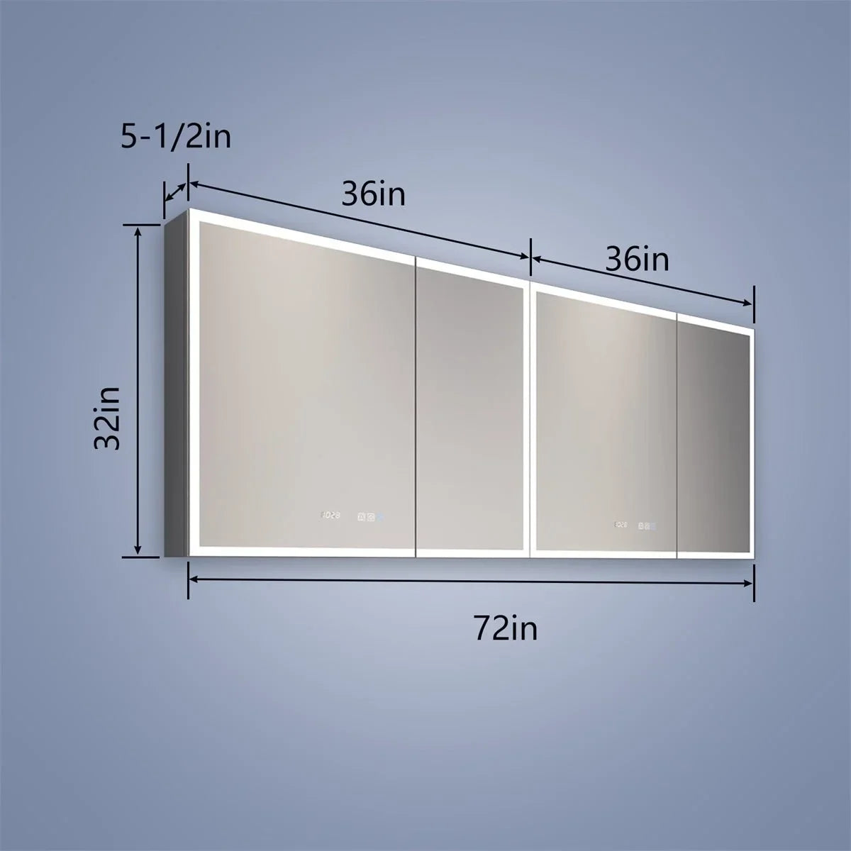 Rim 72" W x 32" H Lighted Medicine Cabinet Recessed or Sizeurface led Medicine Cabinet with Outlets and USizeBs