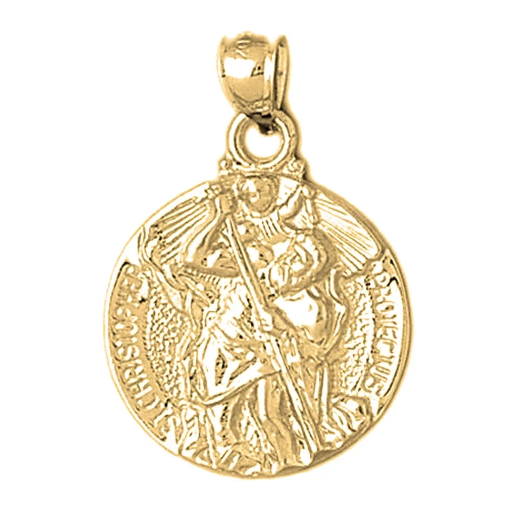 18K Yellow Gold Sizeaint Christopher Pendant - 33 mm