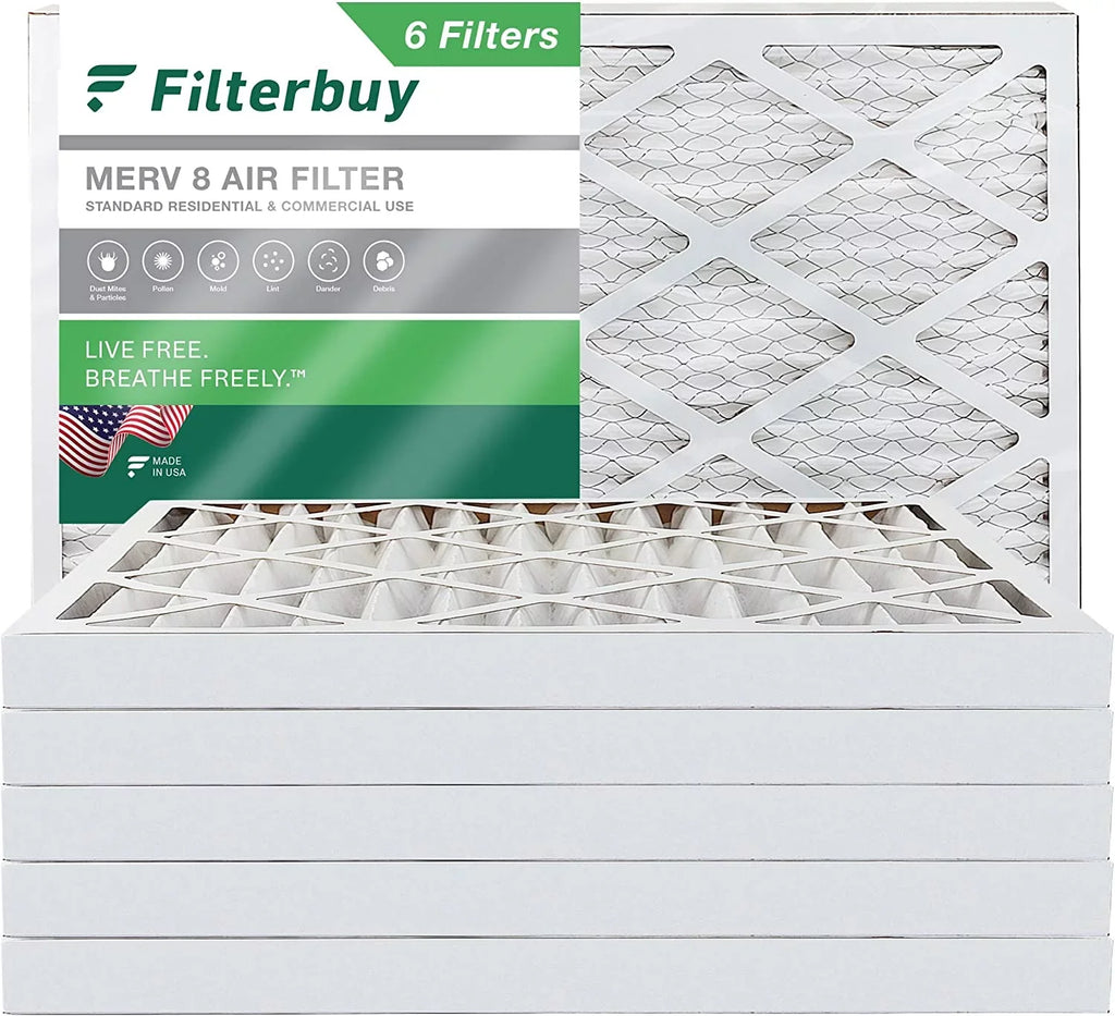 Filterbuy 16x25x2 MERV 8 Pleated HVAC AC Furnace Air Filters (6-Pack)
