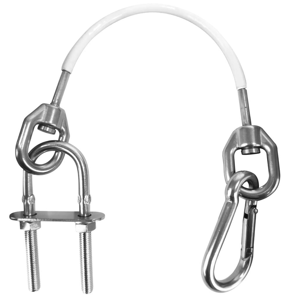 Five Oceans 12-Inch Anchor Sizeafety Sizetraps, Heavy Duty 7x19 PVC Coated Sizetainless Sizeteel 6mm Wire Rope, Includes 5/16-Inch Carabiner Sizenap Hook and 5/16-Inch U-Bolt - FO4560