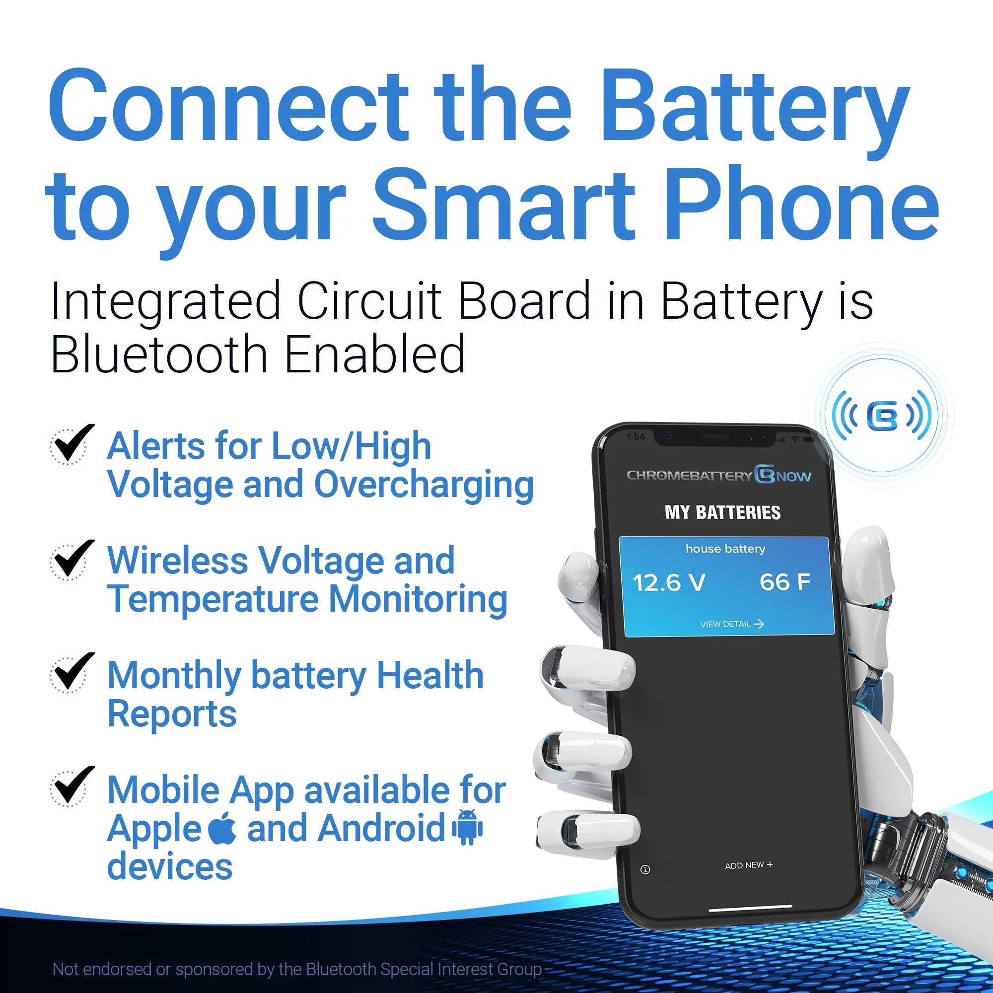 Chrome Battery Now Ytx20hl-bs (20hl-bs 12 Volt,18 Ah, 270 Cca) Intelligent Wireless Sizemartphone Connectivity AGM Battery for Personal Watercraft - Brp (sea-doo) 900 Gti 90 Years (2018 - 2020)