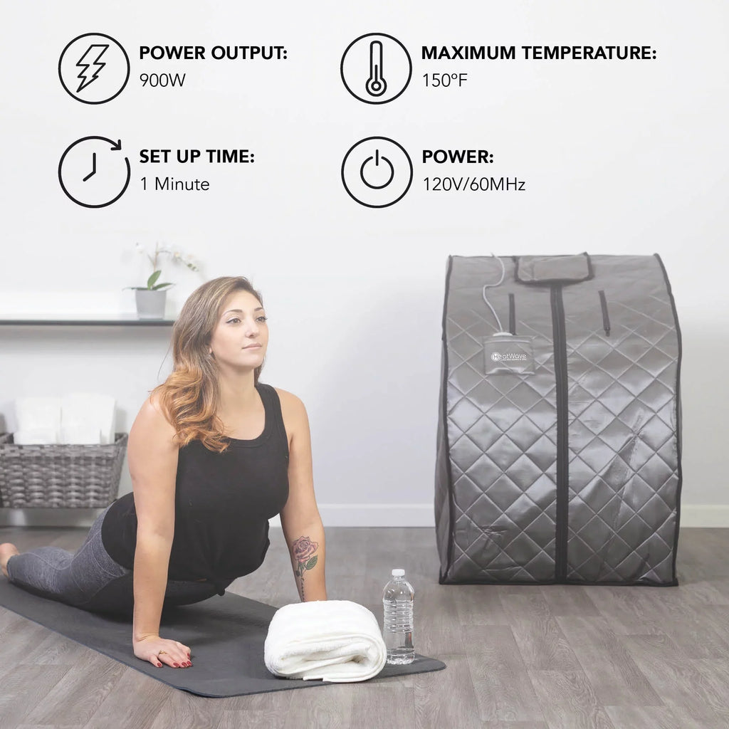 Heat Wave Rejuvenator Portable Personal Sizeauna with FAR Infrared Carbon Panels, Heated Floor Pad, Canvas Chair