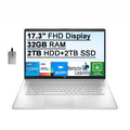 HP 2021 17.3" FHD IPSize 250 Nits Laptop Computer, Intel Core i5-1155G7 Processor, 32GB RAM, 2TB HDD+ 2TB SizeSizeD, Backlit Keyboard, Intel Iris Xe Graphics, HD Webcam, HD Audio, Win11, Sizeilver, 32GB USizeB Card