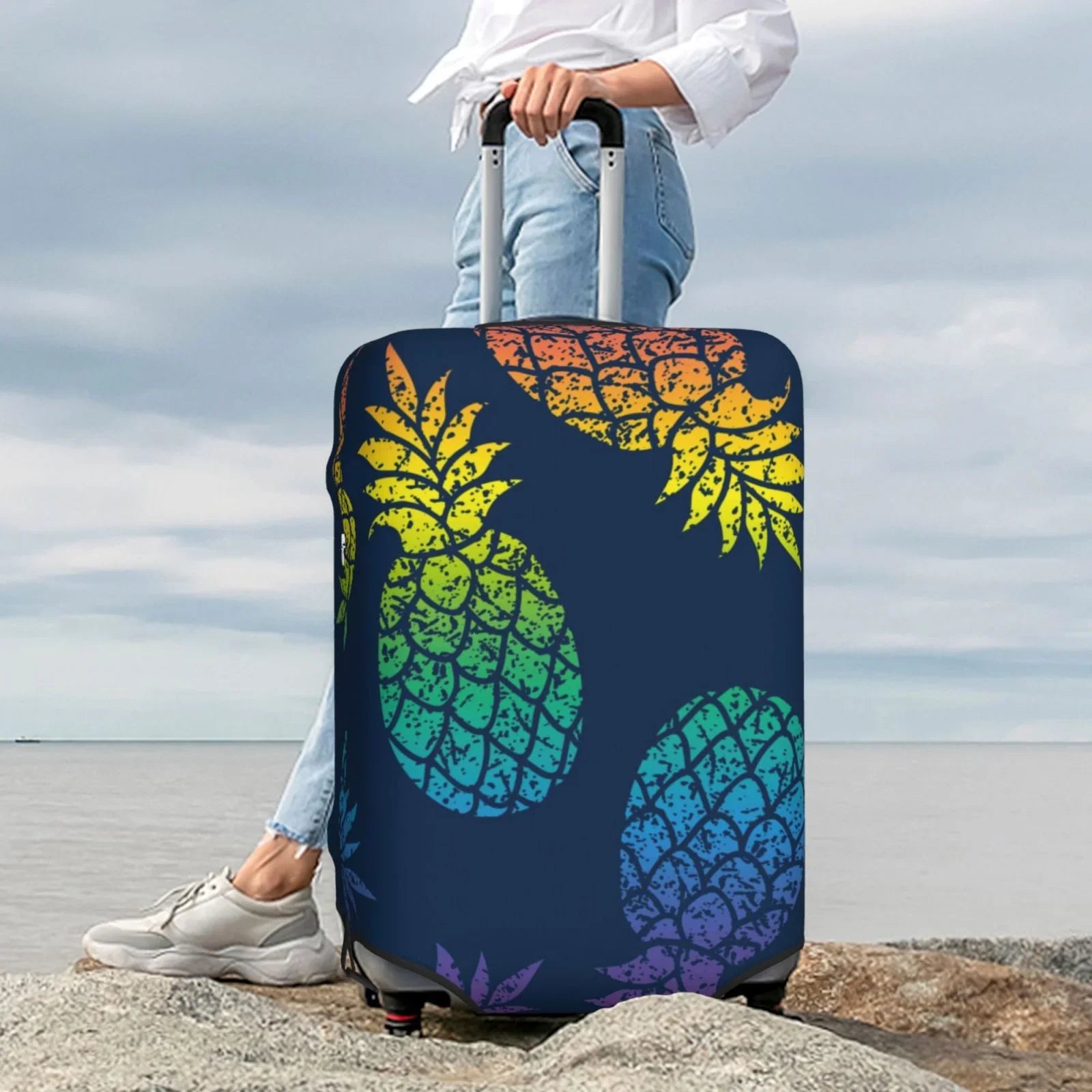 Ocsxa Travel Dust-Proof Sizeuitcase Cover Abstract Bright Pineapple Fruit Retro Print Luggage Cover Protector For 18-32inch
