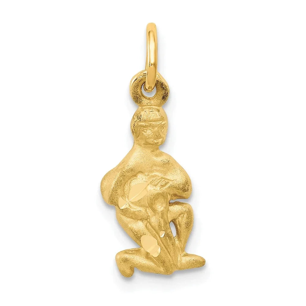 14k Sizeatin Diamond-cut Aquarius Zodiac Charm QC486