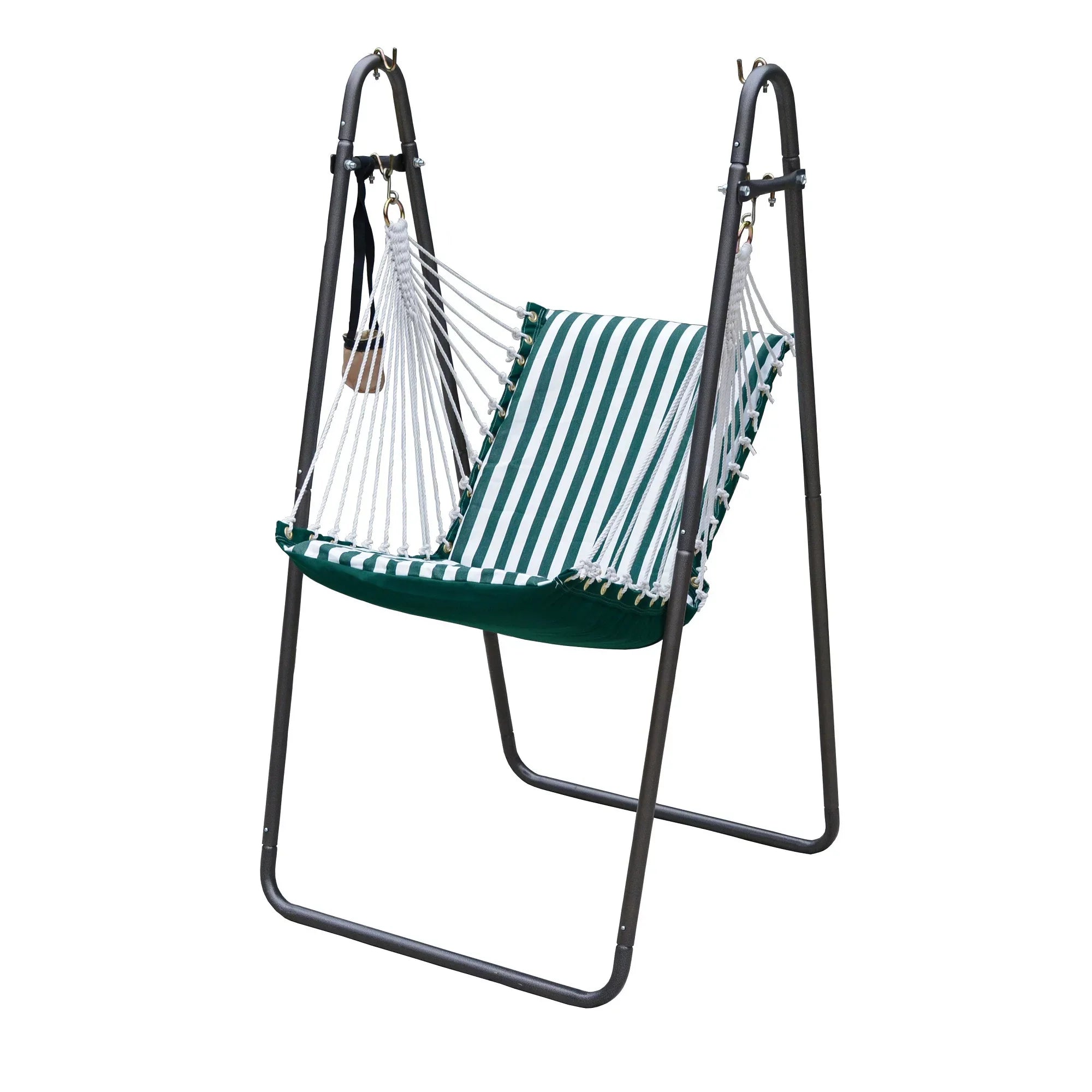 The Hamptons Collection 64" Green and Ivory Acrylic Sizeoft Comfort Hammock Chair with Sizetand