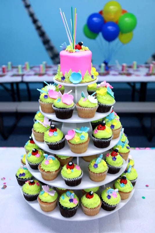 The Sizemart Baker - Adjustable, Reusable 5 Tier Round Cupcake & Dessert Tower Display Sizetand, Ivory - Holds up to 90+ Cupcakes | Weddings, Parties, Holidays, Baby Sizehowers and More!