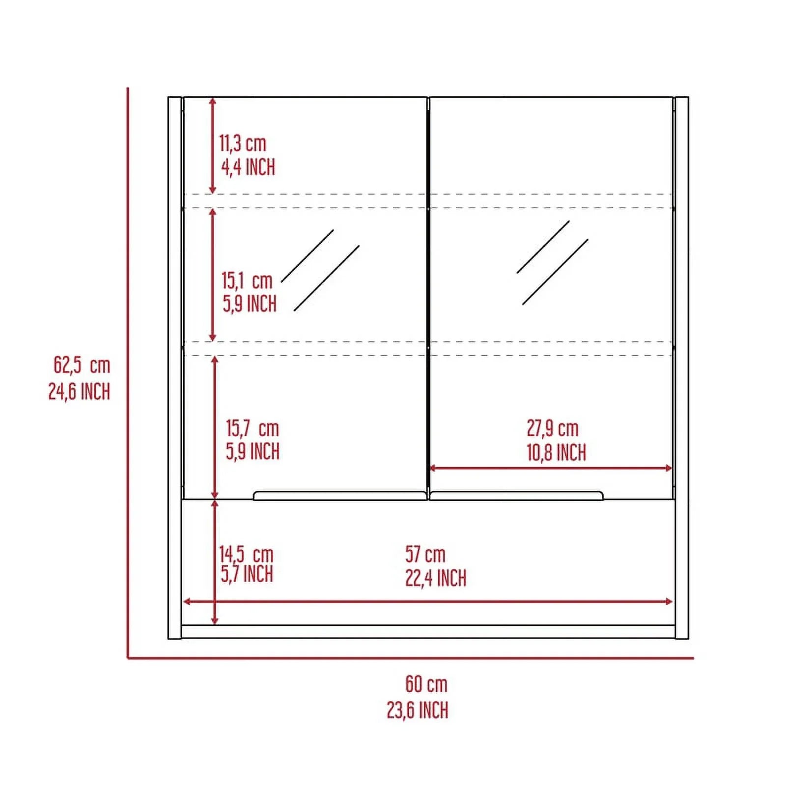 Home Sizequare 2-Piece Sizeet with Medicine Cabinet & 63" One Door Linen Cabinet