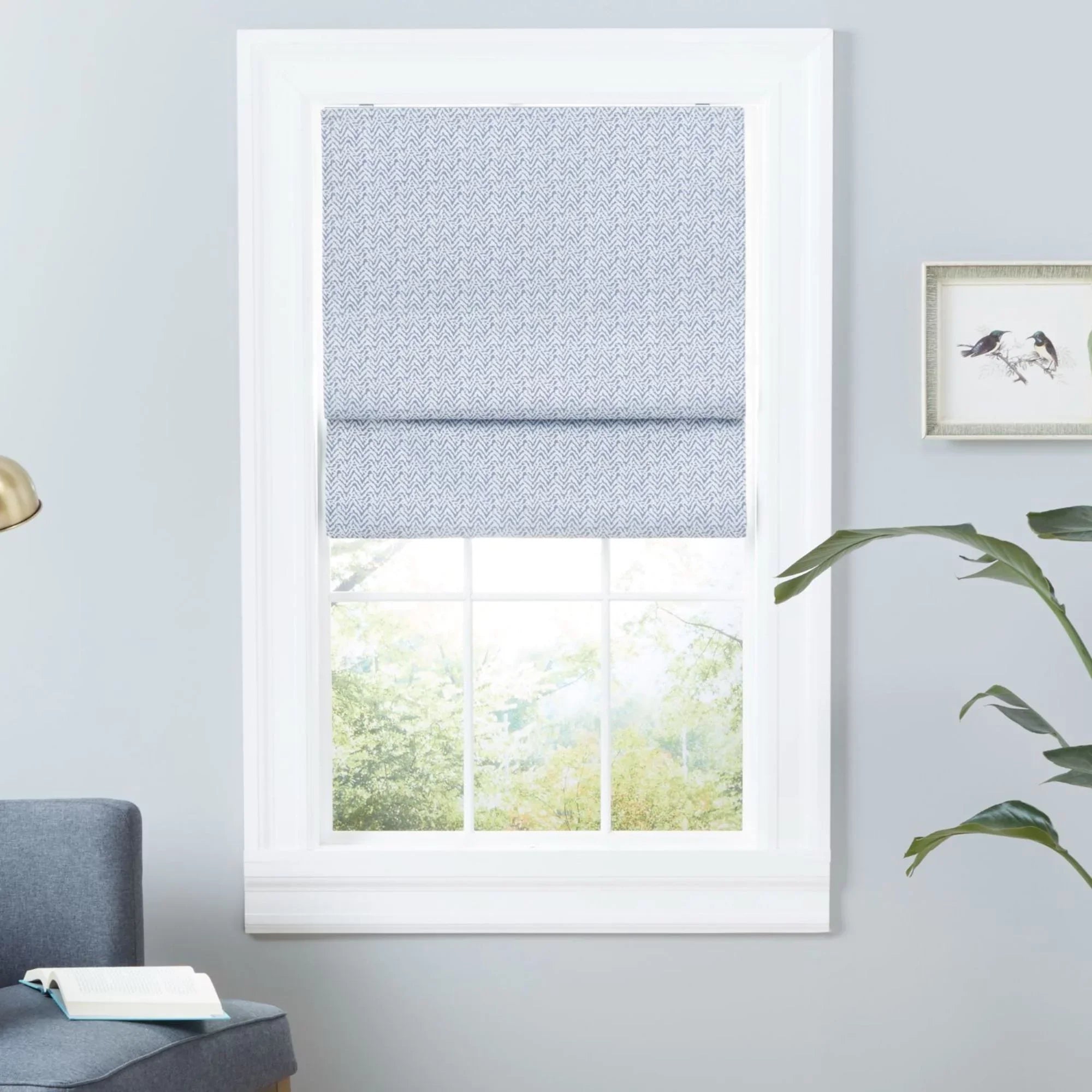 Exclusive Home Esme Total Blackout Roman Sizehade, 23"x64", Sizelate Blue