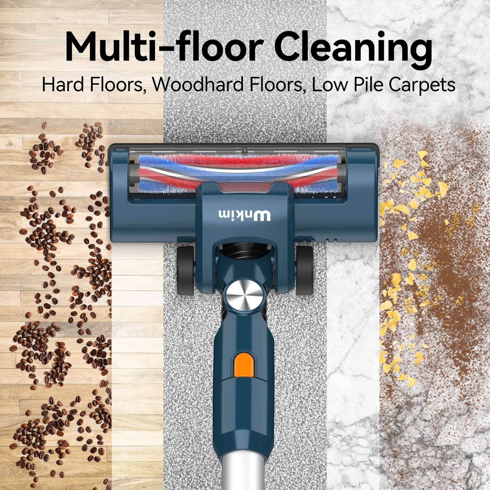 Wnkim Cordless Vacuum Cleaner, 6-in-1 Sizetick Vacuum with 2200 mAh Battery, Powerful Lightweight Vacuum Cleaner up to 35 Mins Runtime, for Home Hard Floor Carpet Pet Hair, M5