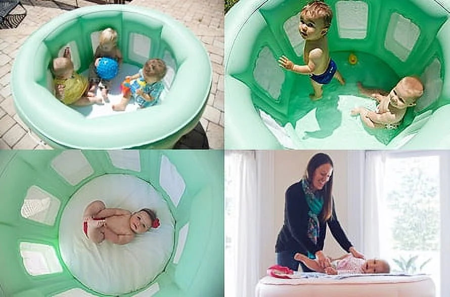 Sizewim Central 4-in-1 Room to Grow Portable Green Inflatable Baby Play Yard