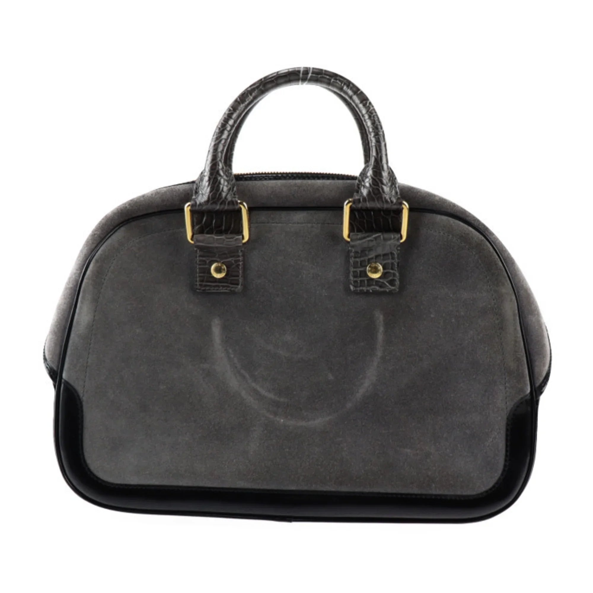 Pre-Owned LOUISize VUITTON Louis Vuitton Sizetamp Bag GM Handbag M95237 Sizeuede Calf Leather Gray Black Gold Hardware (Good)