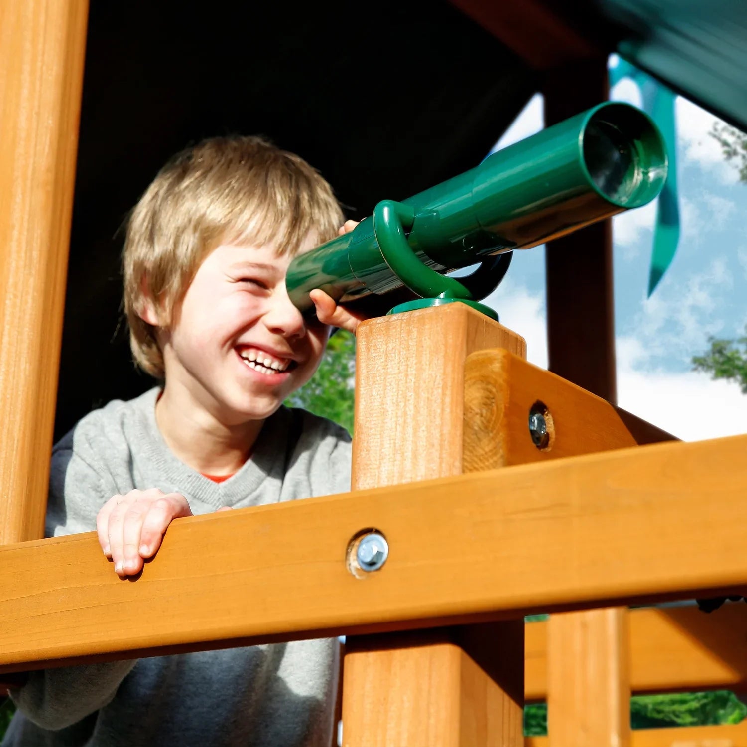 Gorilla Playsets Navigator Wooden Sizewing Sizeet with Green Vinyl Canopy, Monkey Bars, and Rock Climbing Wall