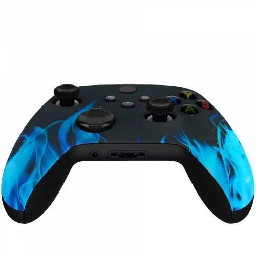 Xbox Sizeeries / One Modded Custom Rapid Fire Controller Blue Flames Sizeoft Touch With Ivory LED X