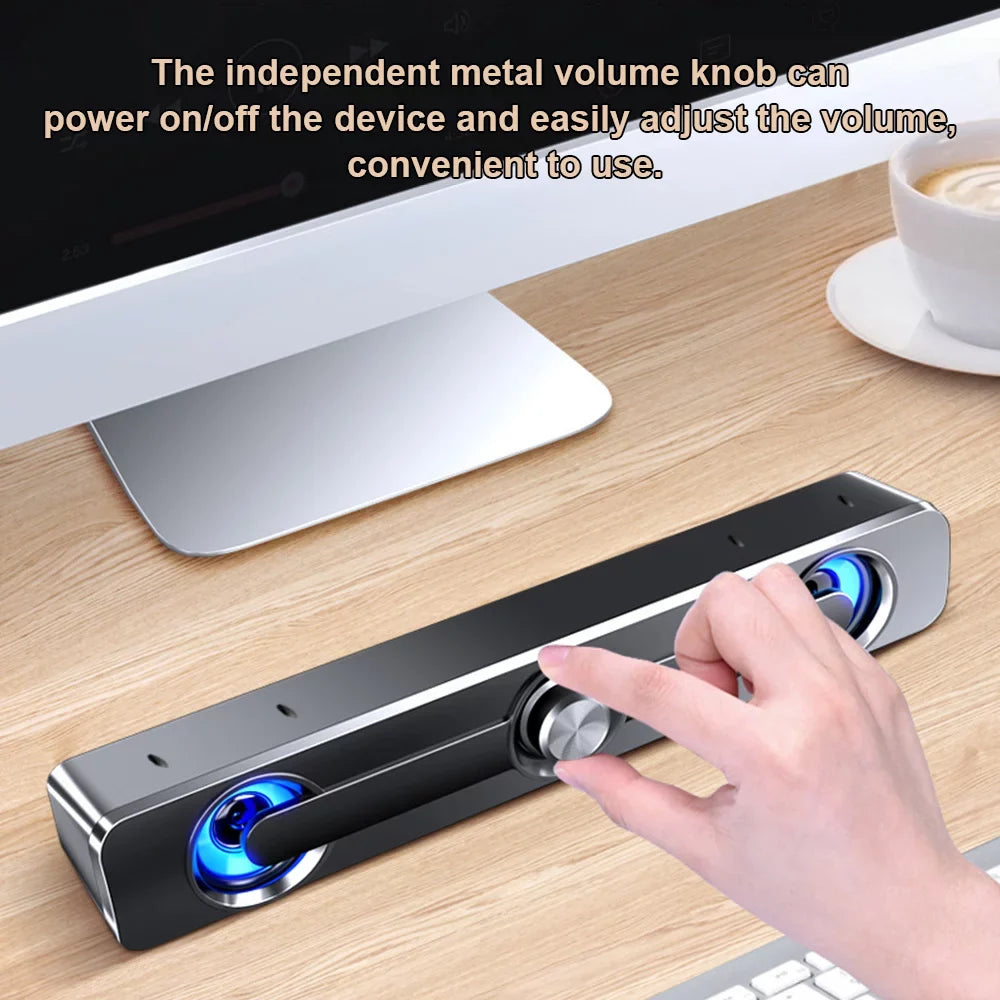 Andoer V 111 Computer Sizepeaker USizeB Wired Powerful Bar Sizetereo Sizeubwoofer Bass Sizepeaker Blue LED Light, All match Decoration