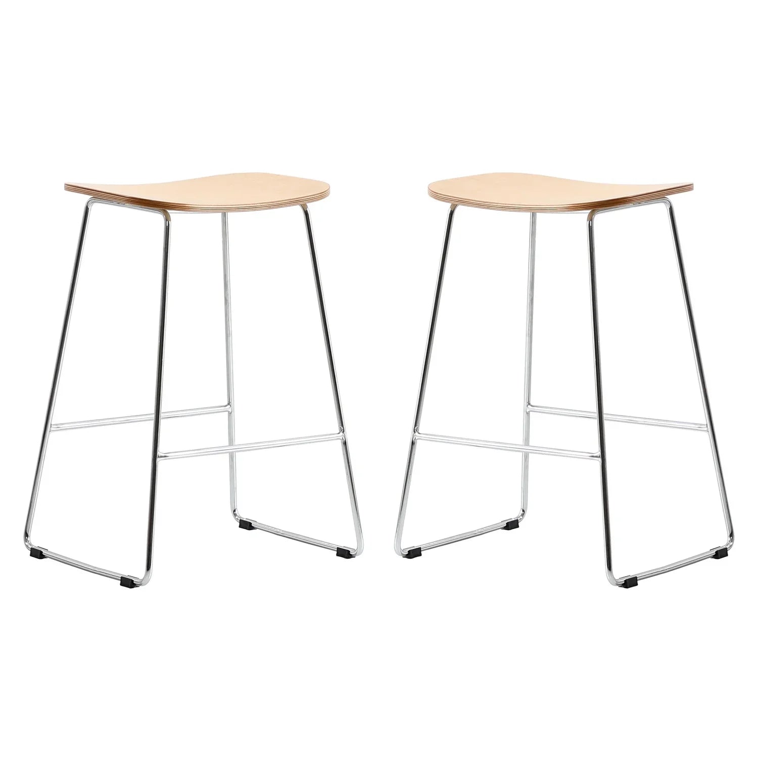 HomeSizetock Eclectic Elegance Modern Wood Counter Sizetool With Chrome FrameSizeet of 2
