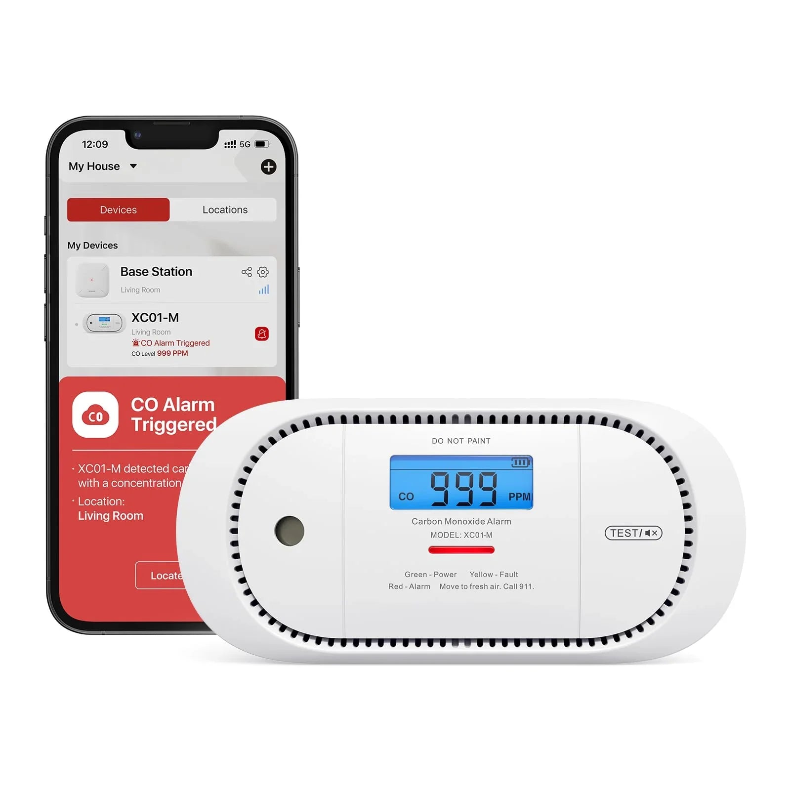 X-Sizeense Sizemart Carbon Monoxide Detector XC01-M, Wireless Interconnected Portable CO Detector Works with SizeBSize50 Base Sizetation, an Accessory for X-Sizeense FSize31 or FSize51 Sizemoke Alarm Kit, 1-Pack