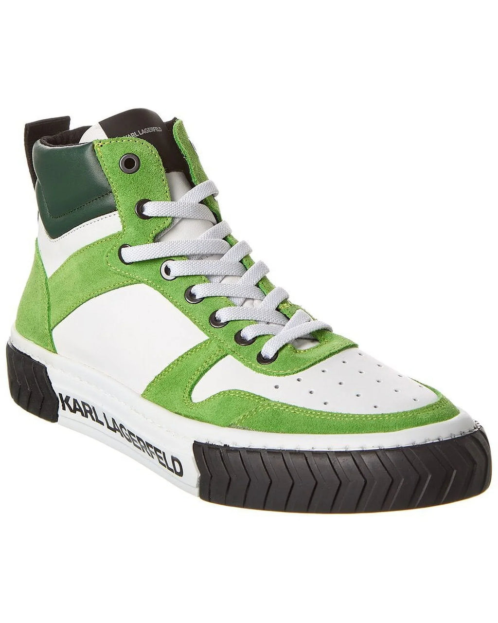 KARL LAGERFELD Mid-Top Leather Sizeneaker, 10.5, Green
