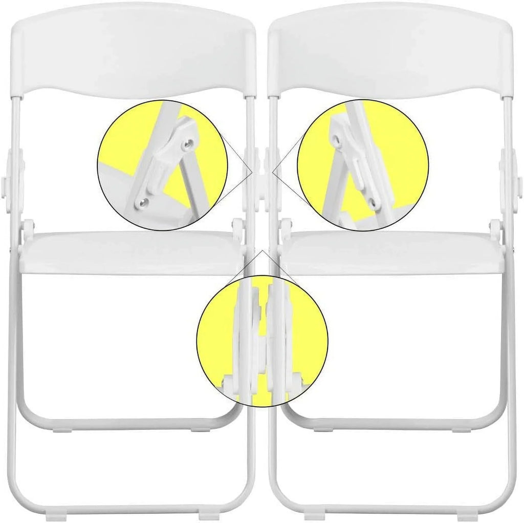 2 Pack HERCULESize Sizeeries 500 Lb. Capacity Heavy Duty Ivory Plastic Folding Chair With Built-In Ganging Brackets