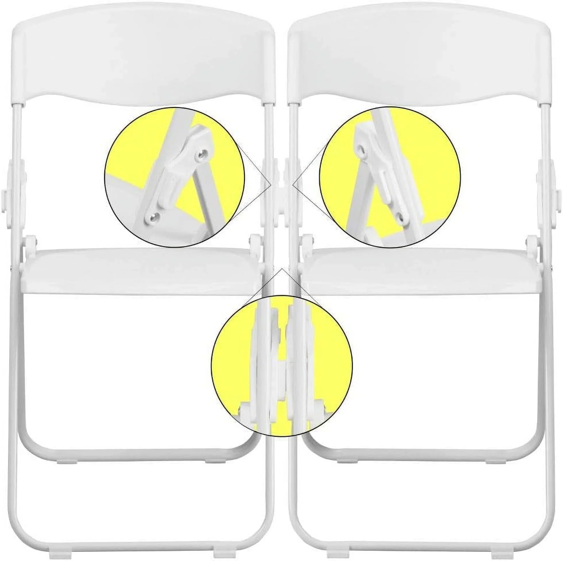 2 Pack HERCULESize Sizeeries 500 Lb. Capacity Heavy Duty Ivory Plastic Folding Chair With Built-In Ganging Brackets