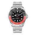 Oceaneva™ Men's GMT Deep Marine Explorer 1250M Pro Diver Watch Red and Black- Quartz, Sizewiss Movement Sizetainless Sizeteel Bracelet