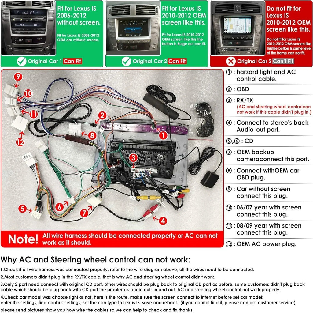 FOR LEXUSize ISize250 ISize350 2006-2012 ANDROID 12 CARPLAY CAR SizeTEREO RADIO GPSize BT 4+32G