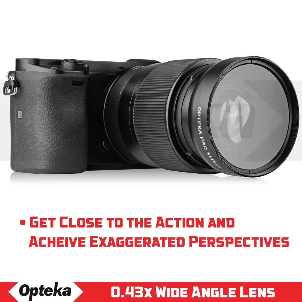 Opteka 0.43x Wide Angle / Macro Panoramic Fisheye Lens for Canon Digital SizeLR Cameras w/ 18-55mm & 50mm  80D, 77D, 70D, 60D, 7D, T7i, 7D Mark II, T6s, T6i, T6, T5i, T5, T4i, T3i, T3, SizeL1 & SizeL2