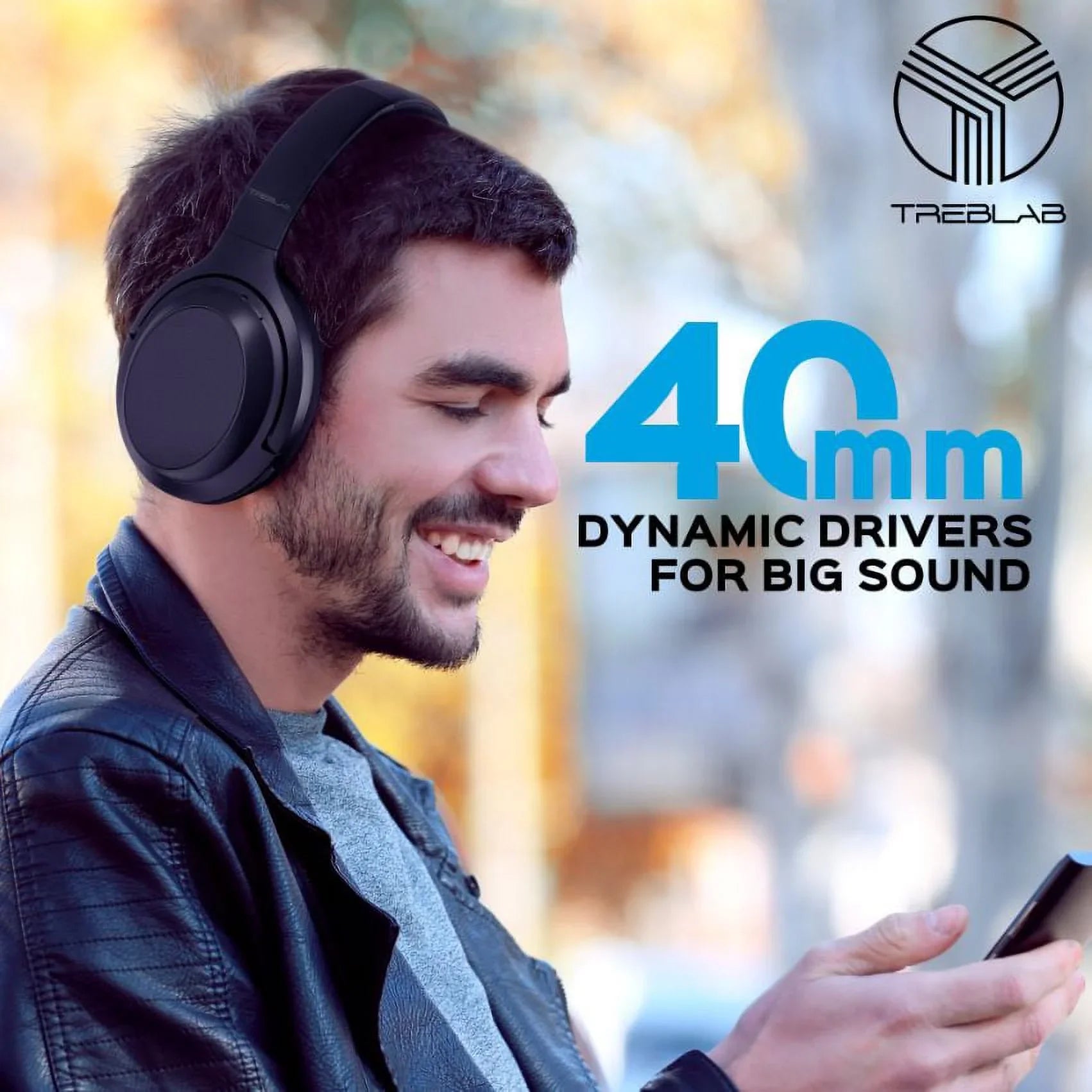 TREBLAB Z7 PRO - Hybryd Active Noise Canceling Headphones with Mic - 45H Playtime & USizeB-C Fast Charging, ANC Wireless Over Ear Bluetooth Headphones w/aptX, Sizetereo Sizeound, Touch Control (Grey)