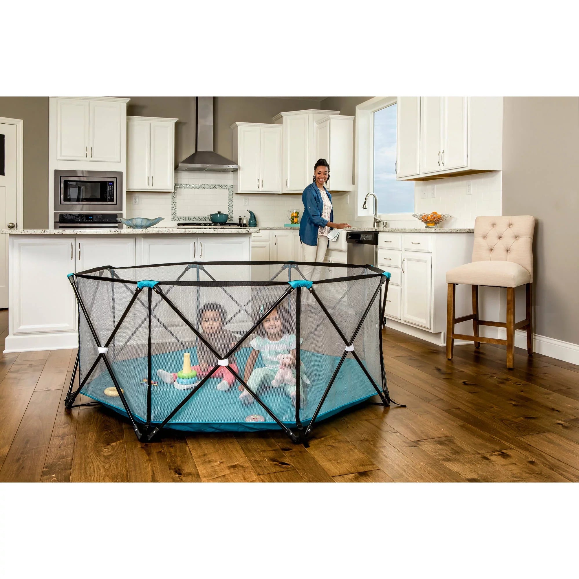 Regalo My Play® Portable Play Yard Indoor and Outdoor, Teal, 8-Panel, Portable, Unisex