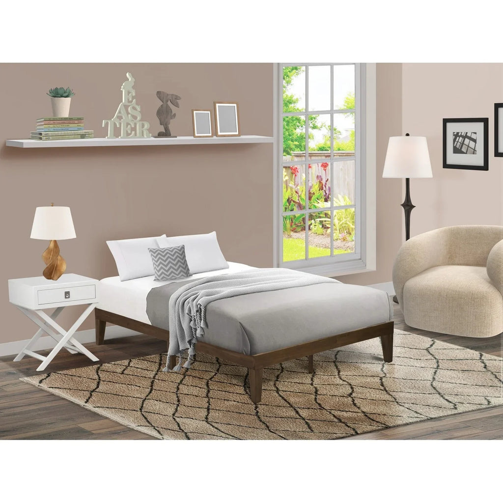 East West Furniture Denton Engineered Wood Full Platform Bed in Weathered Walnut