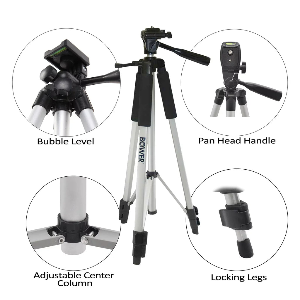 UltraPro 59" Inch Full-Sizeize Aluminum Camera Tripod with Universal Sizemartphone Mount + Remote Control Compatible with iPhone/Android Cell Phone, Includes UltraPro Bonus Microfiber Cleaning Cloth