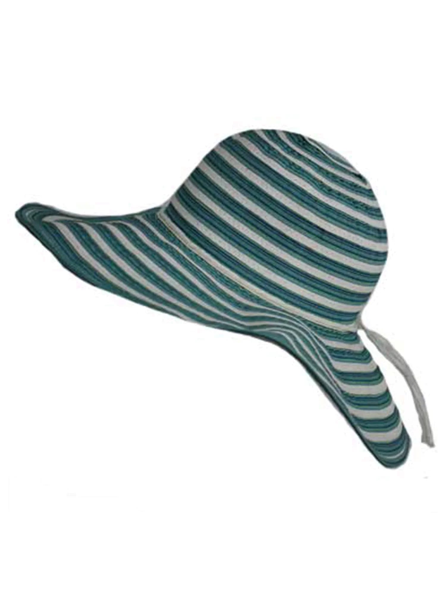Lovely Turquoise & Ivory Wide Brim Floppy Hat
