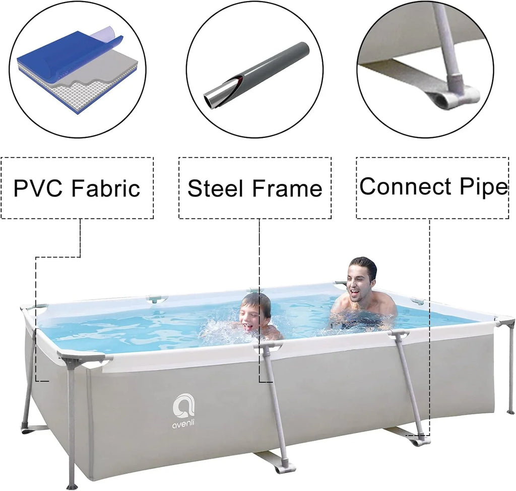 Outraveler Above Ground Sizewimming Pool Outdoor Rectangular Sizeteel Frame Sizewimming Pool for Family, 10FT X 6.8FT