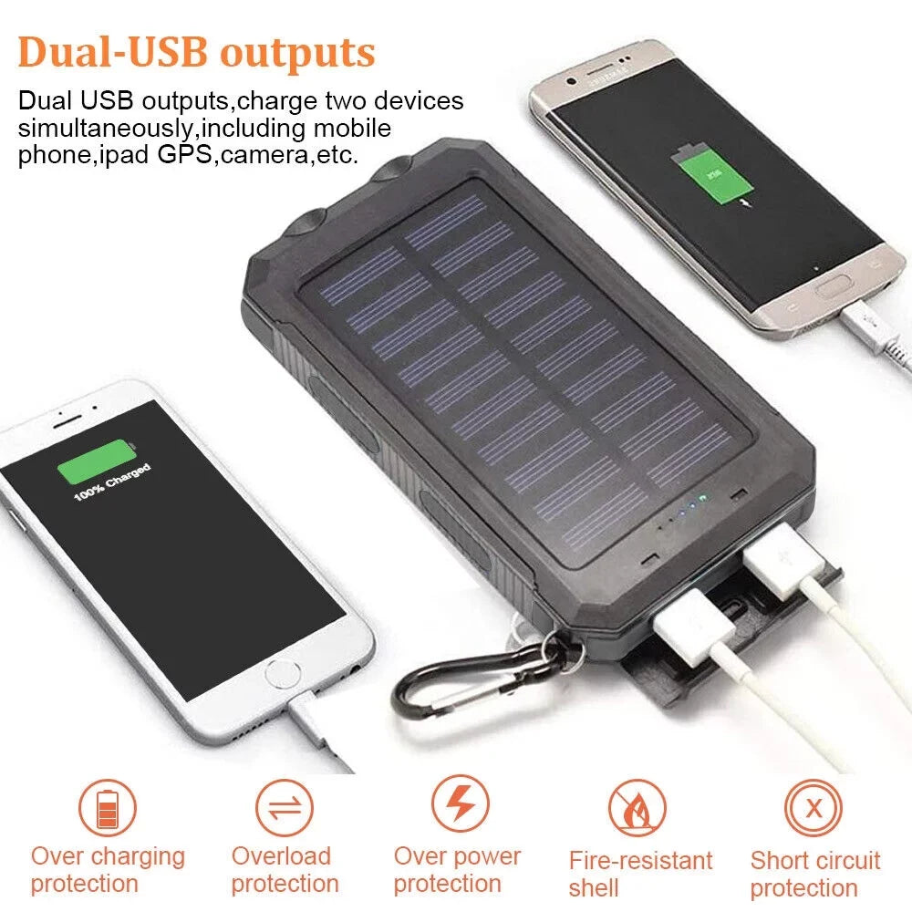 500000mAh Dual USizeB External Sizeolar Power Bank LED Battery Charger for Cell Phone