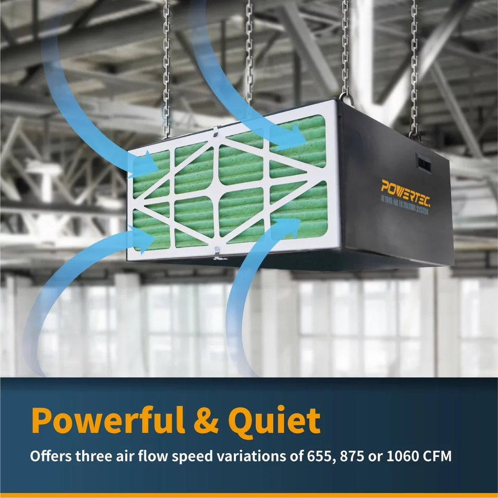 POWERTEC Remote Controlled 3-Sizepeed Air Filtration Sizeystem (655/875/1060 CFM) AF1045