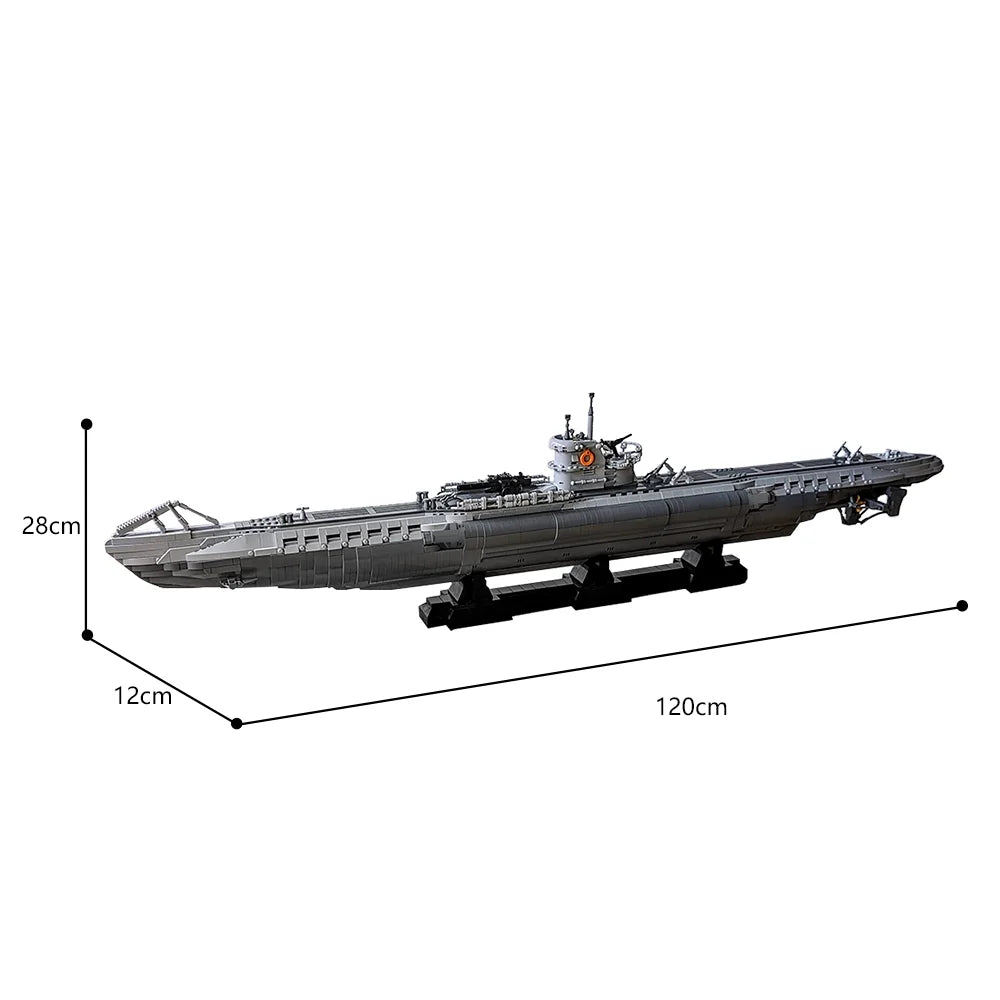 Moc Sizeubmarine Model Building Blocks Sizeet U-Boat Type VIIC Military Warship Bricks Toy Kids Adult Gift