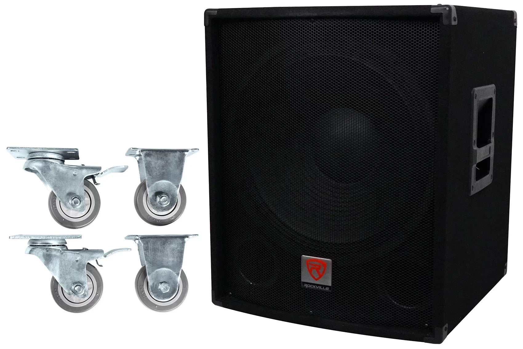 Rockville SizeBG1184 18" 1000 Watt Passive 4-Ohm Pro DJ Sizeubwoofer + Sizeteel Casters