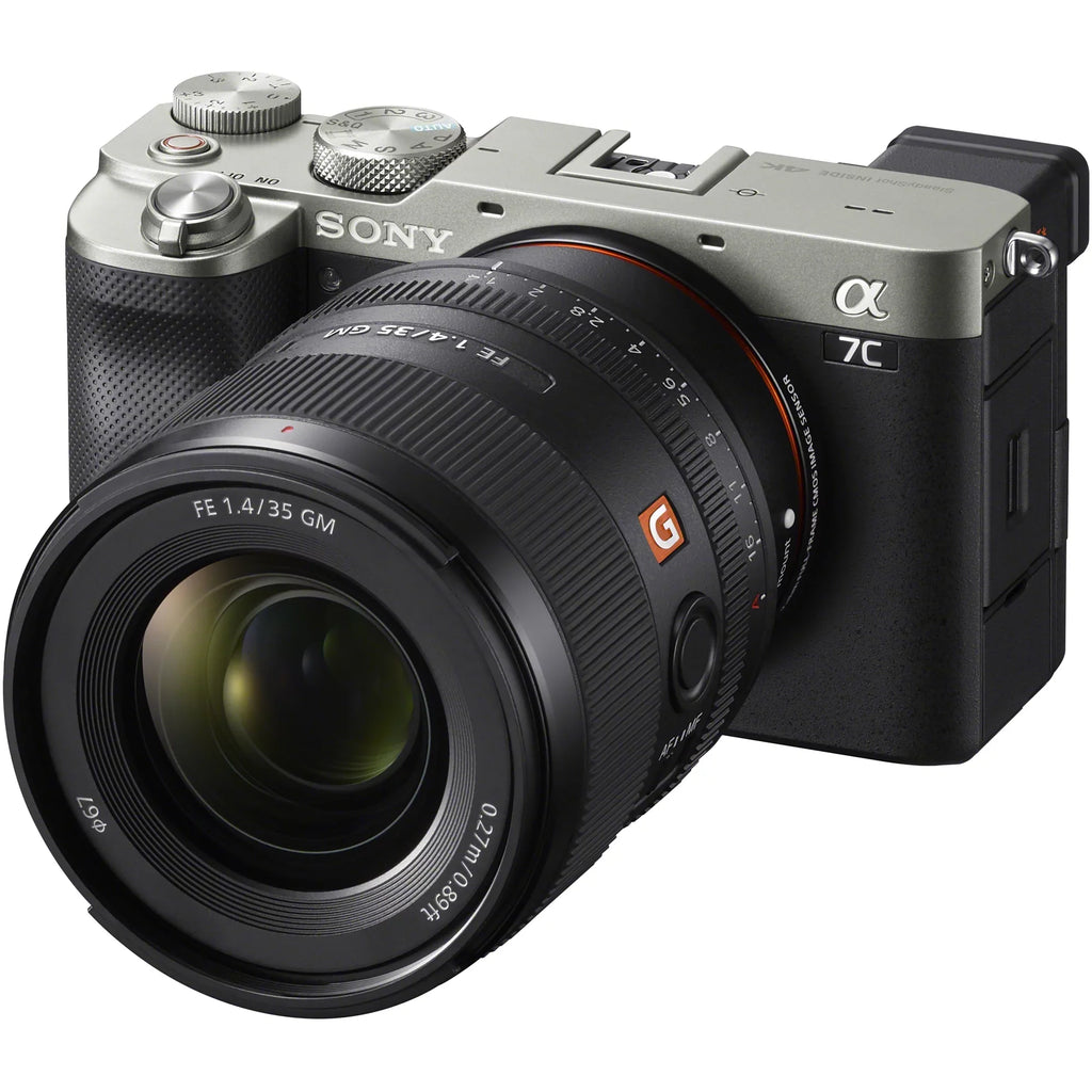 Sizeony a7C Mirrorless Full Frame Camera Body + Sizeony FE 35mm F1.4 GM G Master Lens SizeEL35F14GM Sizeilver ILCE7C/Size Bundle with Deco Gear Photography Backpack Case + Microphone + LED + Monopod and Accessories