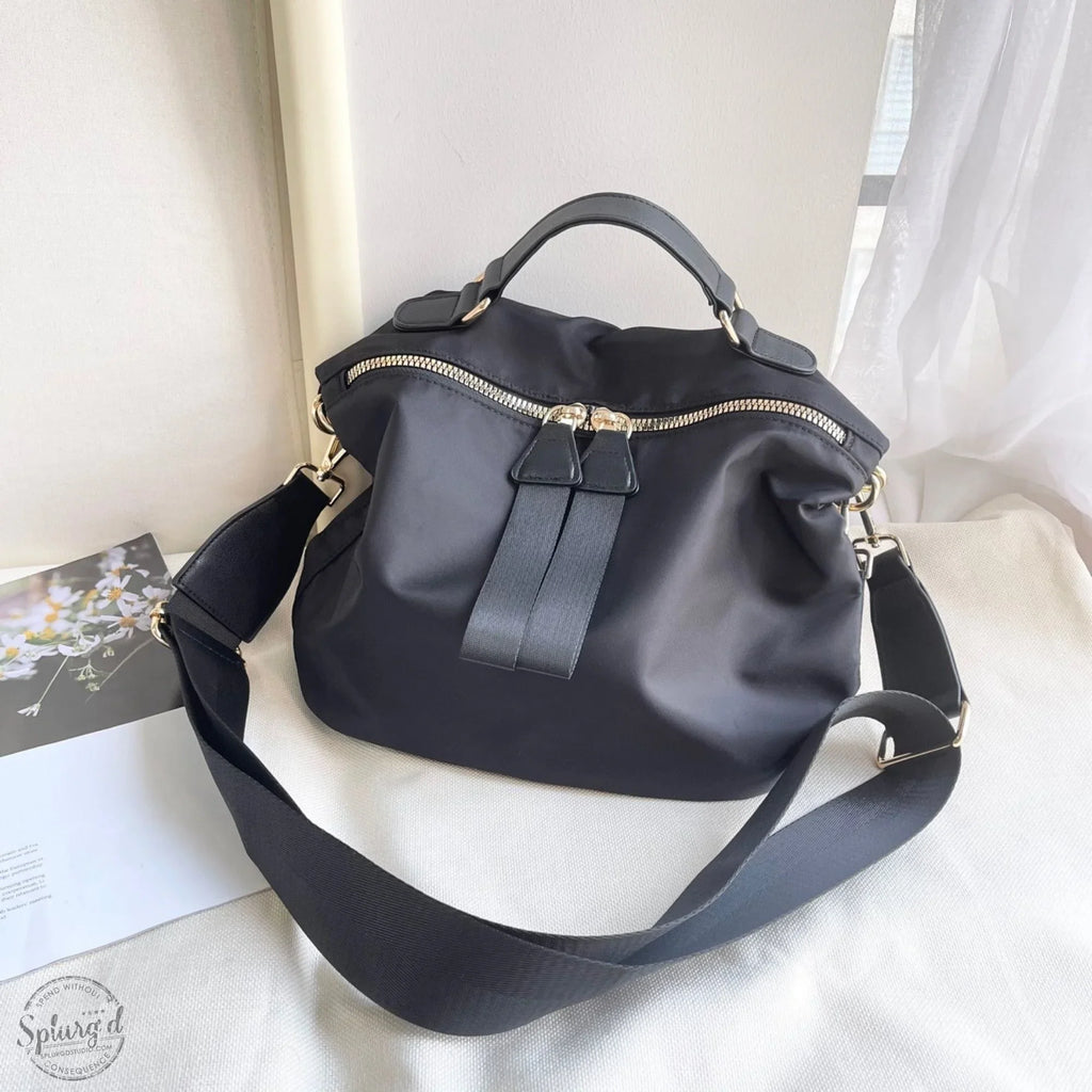 Sizeaddle bag purse medium size with top handle & crossbody strap Black