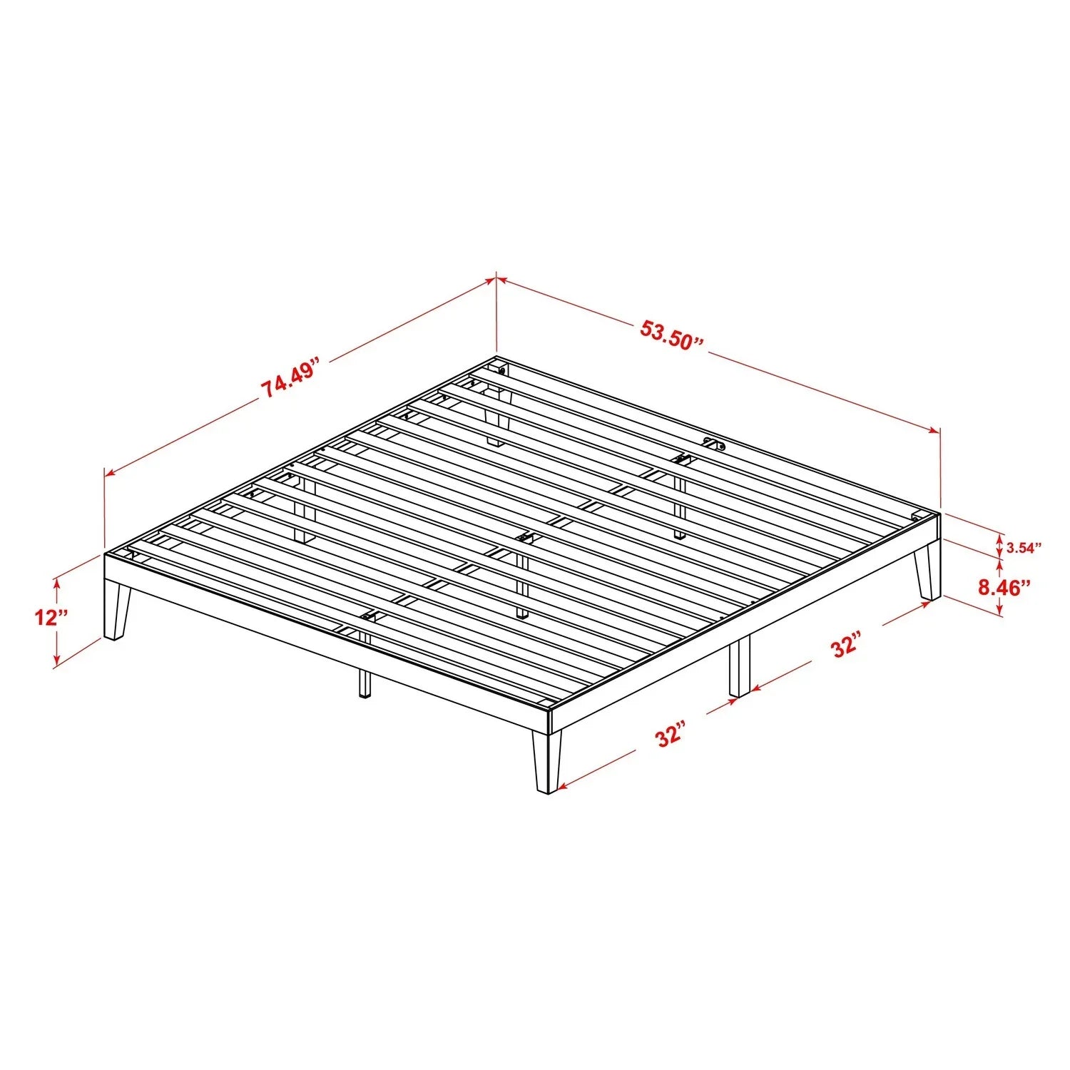 East West Furniture Denton Engineered Wood Full Platform Bed in Weathered Walnut