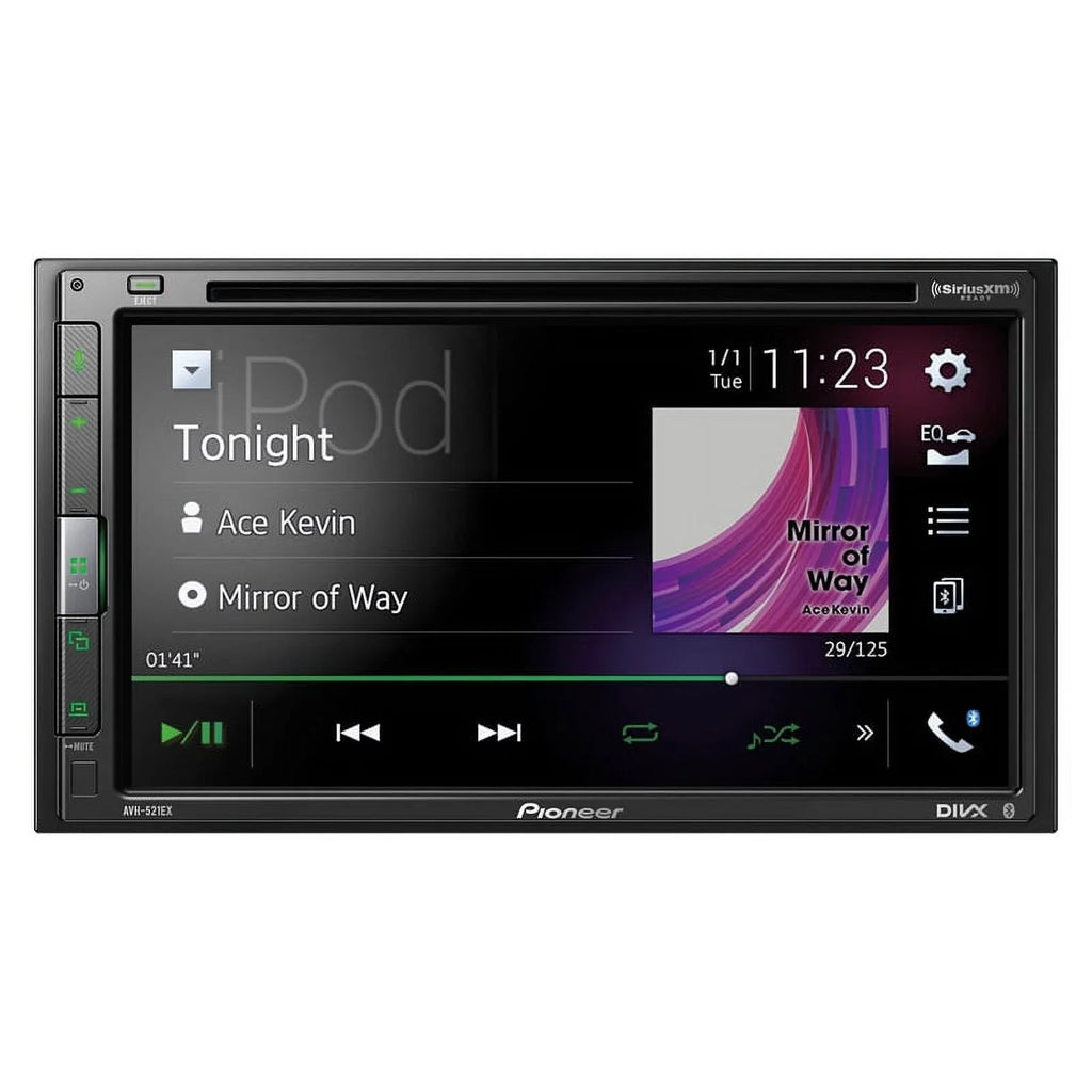 Pioneer AVH-521EX - Multimedia DVD Receiver with 6.8” WVGA Display, Built-in Bluetooth®, SizeiriusXM-Ready™, Remote Control Included and two camera inputs